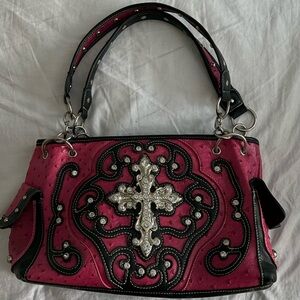Stylish Pink and Black Women's Handbag